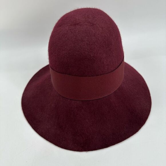 Stella McCartney Fedora Hat Burgundy 100% Wool Size 58 main image 6